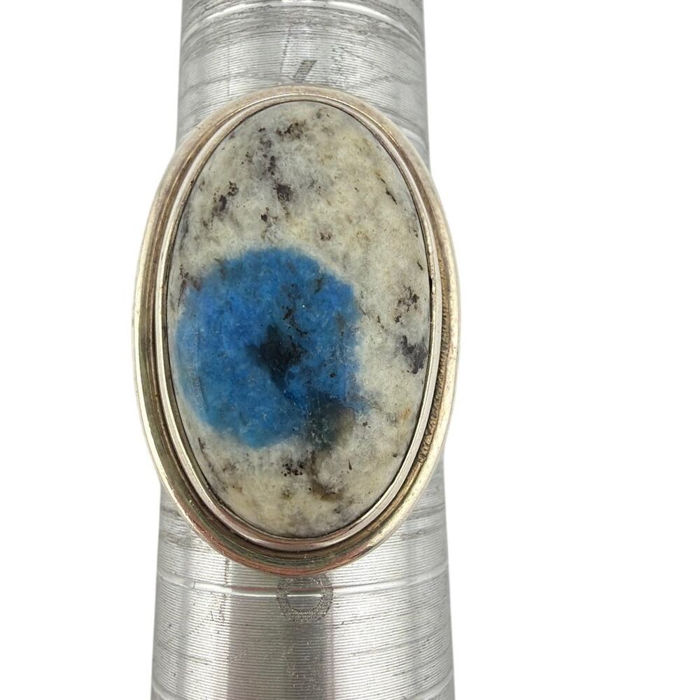 Oval K2 Jasper Azurite Granite 925 Sterling Silver Ring Size 7